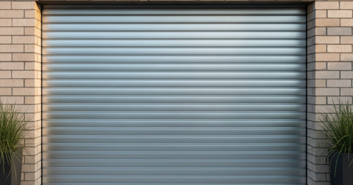 أبواب شتر ألمنيوم ونوافذ شتر خارجية باللون الرمادي الغامق لواجهة مبنى حديث، توفر تحكماً كاملاً في الإضاءة والخصوصية