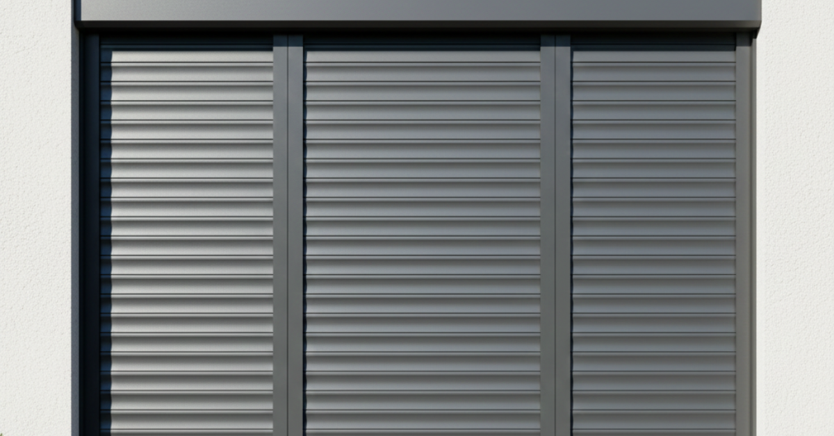 واجهة نافذة كبيرة مغطاة بالكامل بشتر ألمنيوم متين، مما يوفر الخصوصية والأمان، وللحصول على أفضل أسعار الشتر للنوافذ يفضل اختيار القياسات بدقة