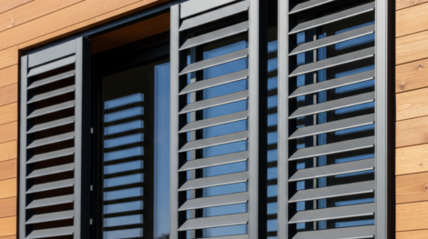 تصميم عصري لغرفة معيشة تطل على حديقة عبر أفضل أنواع الشبابيك المنزلقة المصنوعة من الألمنيوم والزجاج الكبير لتوفير إضاءة طبيعية