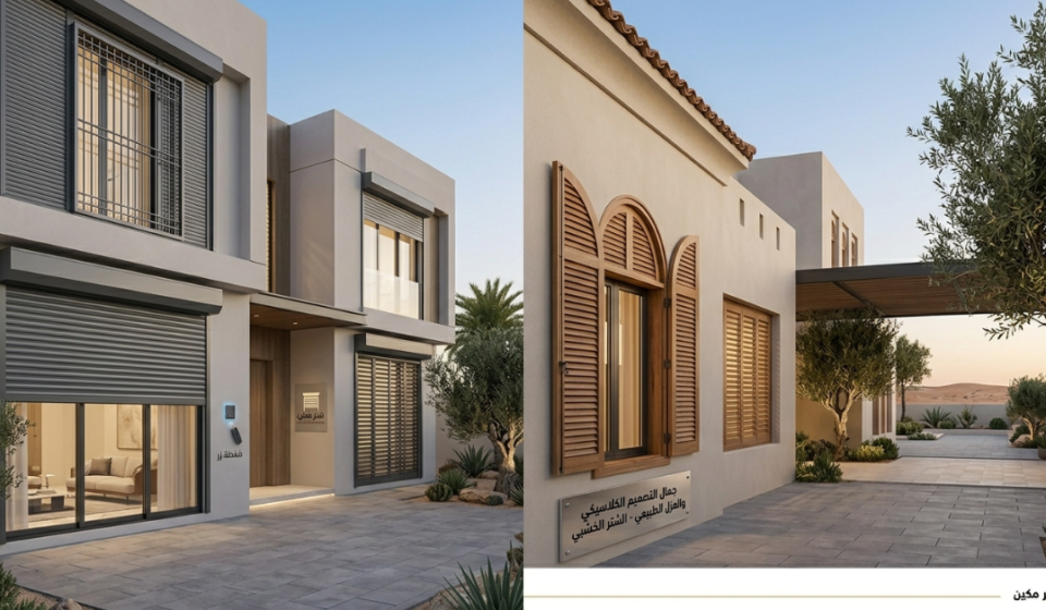 تصاميم معمارية فاخرة تبرز أفضل أنواع شتر النوافذ للعزل الطبيعي والأمان الفائق.