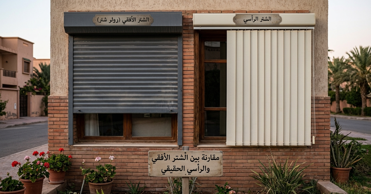 نموذج تجريبي يبرز الفرق بين الشتر الأفقي والرأسي لتوضيح الفرق في الشكل والتغطية.