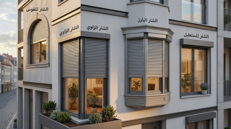 اشكال شتر شبابيك من الخارج في مبنى حجري قديم.